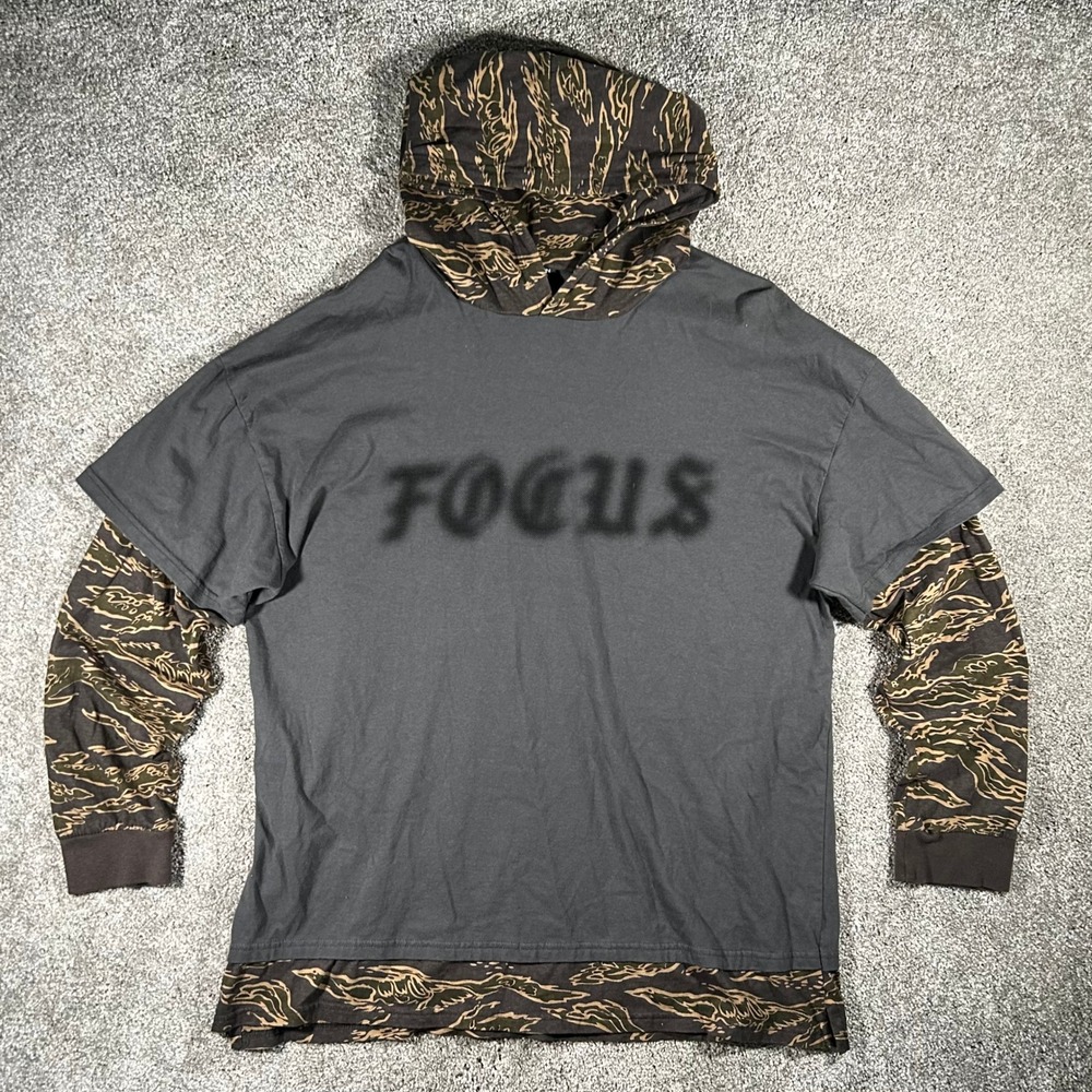Arizona Graphic Layered Hoodie Men XL Tiger Stripe Camo Charcoal Grey Streetwear